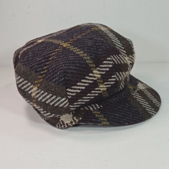 Plaid Newsboy Cap - Brown and Cream - Picture 7 of 11